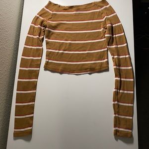Long Sleeved Striped Crop Top